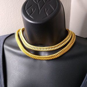 Super Heavy Metal Layered Necklace 16.5 Inches